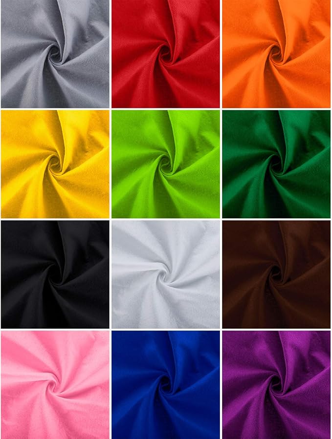 WILLBOND 12 Pcs 37 x 20 Inch Large Felt Fabric Sheets by The Yard 1.2 mm Soft Craft Felt Sheet 12 Assorted Color for DIY Summer Decor Graduation Gift Sewing Patchwork(Fresh Color) - Image 3