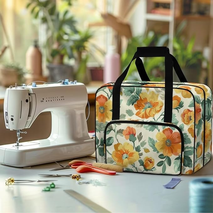 Yellow Flowers Sewing Machine Cover Sewing Machine Cover Dust Cover for Most Standard Sewing Machines Accessories Cover for Sewing Machine Sewing Bags and Totes Organizer - Image 4
