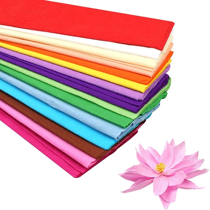 Premium Crepe Paper Party Streamers 21 Assorted Colors Large 20 Inch X 3.2 Ft. Per Sheet for DIY Crepe Paper Flowers Crafts Gift Wrapping Box Birthday Wedding Party Drop Decoration Supply(50) by Unknown