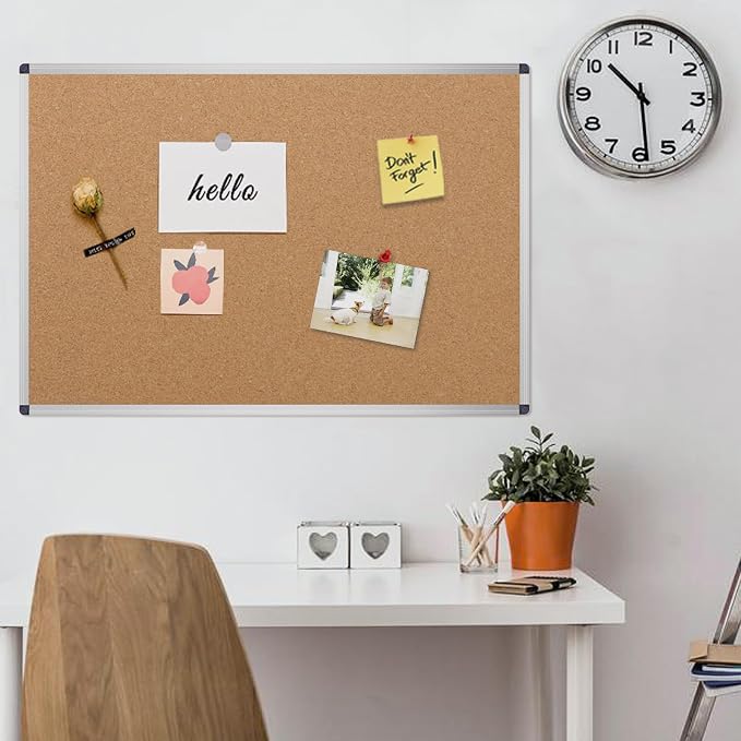 VIZ-PRO Cork Notice Board, 48 X 24 Inches, 3 Pack, Silver Aluminium Frame - Image 6