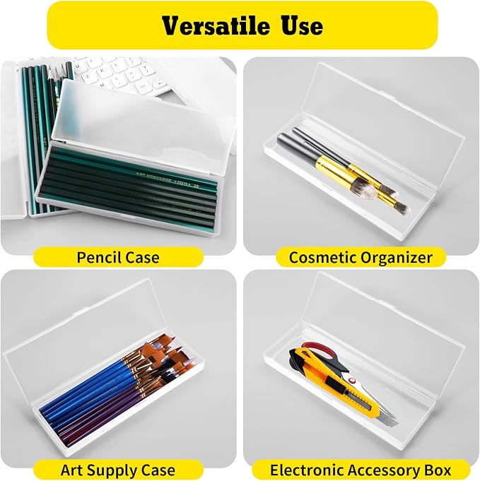 85 Pcs Pencil Boxes Bulk with Hinged Lids Plastic Storage Clear Organization Case with Labels for Cosmetic Small Accessories Storage (7.2 x 2.48 x 0.98 Inch) - Image 4