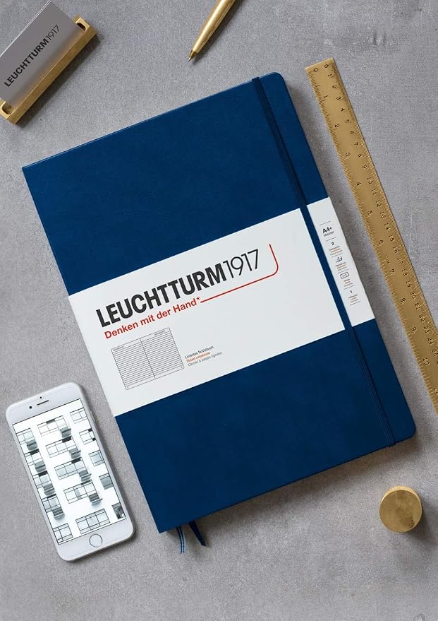 LEUCHTTURM1917 - Notebook Hardcover Master Classic A4+ - 235 Numbered Pages for Writing and Journaling (Navy, Ruled) - Image 2