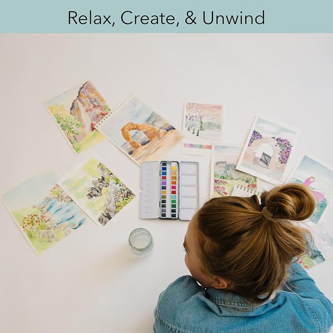 Bailey Rae Studio Landscape Watercolor Book - Adult Coloring Book for Watercolor Painting - 21 Easy Outlines on Premium Paper - Includes Video ... for Friends - Beginner Wilderness Outlines | 21 horizontal outlines for beginners, premium 140 pound wate... - Image 4
