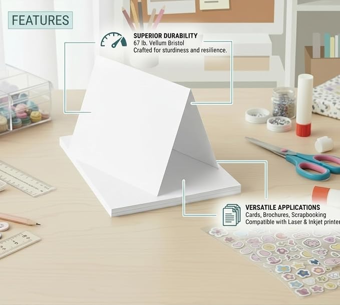 Vellum Bristol Cover Sheets, 67 Pound, (147 GSM) Smooth Finish, 250 Sheets Pack. – Cardstock for Crafting, Printing And More. (1, White, 8.5"x11") - Image 4