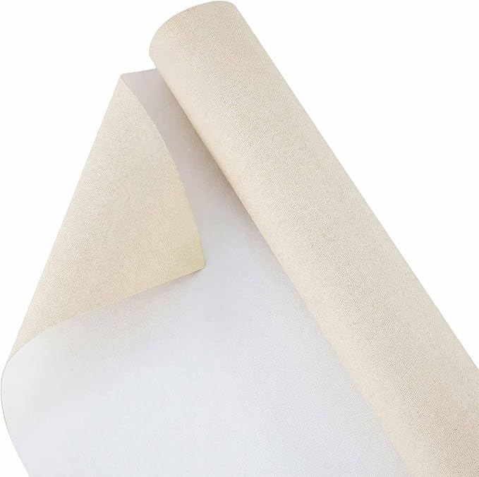 Kinlop 36 Inch x 20 Feet Double Primed Cotton Canvas Large Linen Beige Canvas Roll for Oil and Acrylic Painting by Kinlop