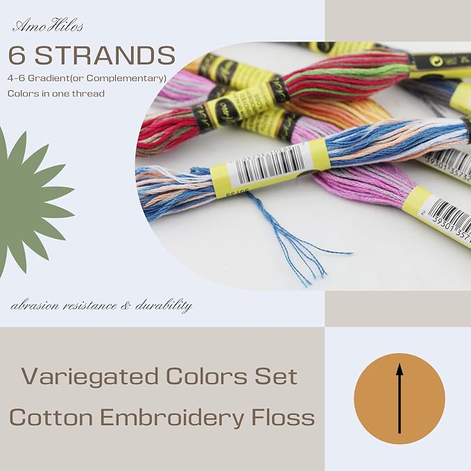12 Skeins Variegated Mercerized Egyptian Cotton Gradient Color for Embroidery Floss Cross Stitch Threads Friendship Bracelets Floss Craft Floss (12 Colors Set E) - Image 4