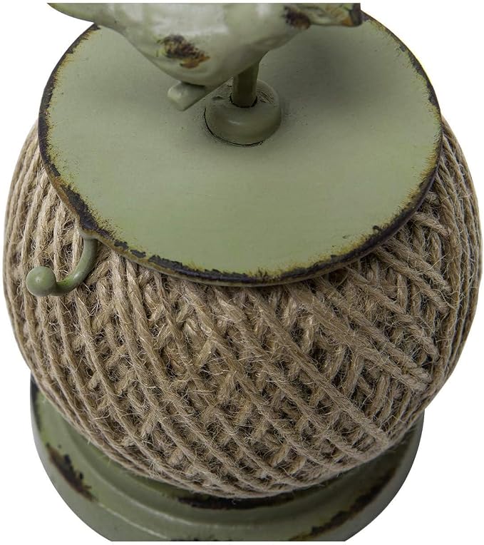 SOFFEE DESIGN Vintage Jute Twine Spool with Scissors Holder Set for Garden Farmhouse Kitchen Antique Twine and Scissors Set Green Birds - Image 5