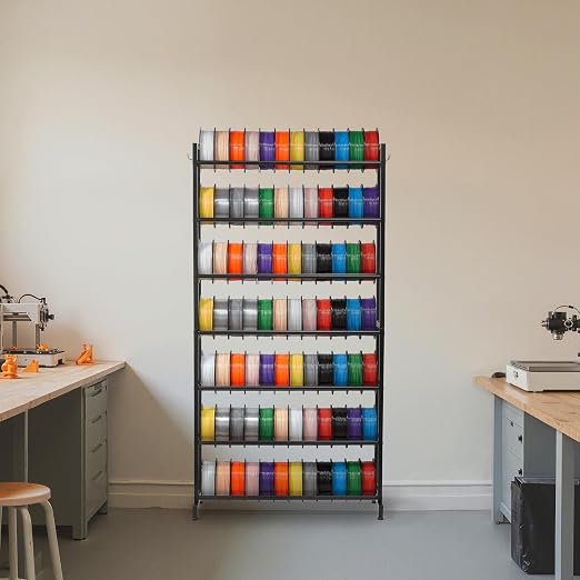 VEVOR 3D Printer Filament Storage Rack, 7 Tier Heavy Duty Storage Shelves for 3D Printing Filaments, Filament Spool Holders Racks for 3D Printing Studio, Home Studio, Office, Workshop (Shelf Only) - Image 8