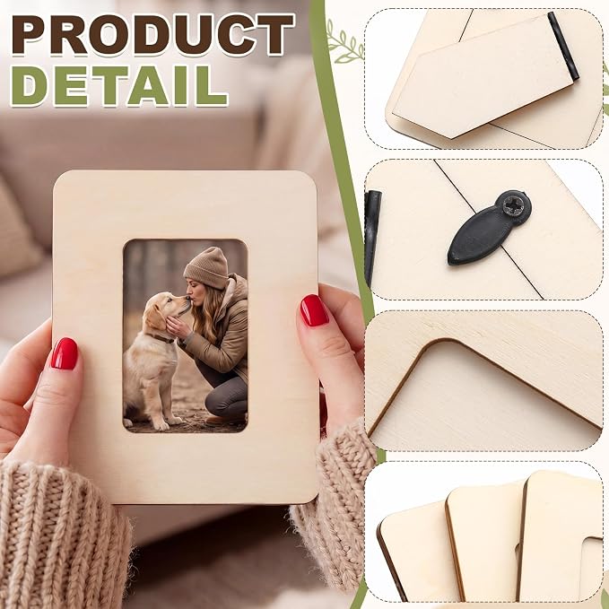 64 Pack Small Wooden Picture Frames for Crafts Bulk 2" x 3" Photos DIY Wood Craft Picture Frames Mini Unfinished Standing Photo Frame for Wedding Birthday Party Gifts - Image 4