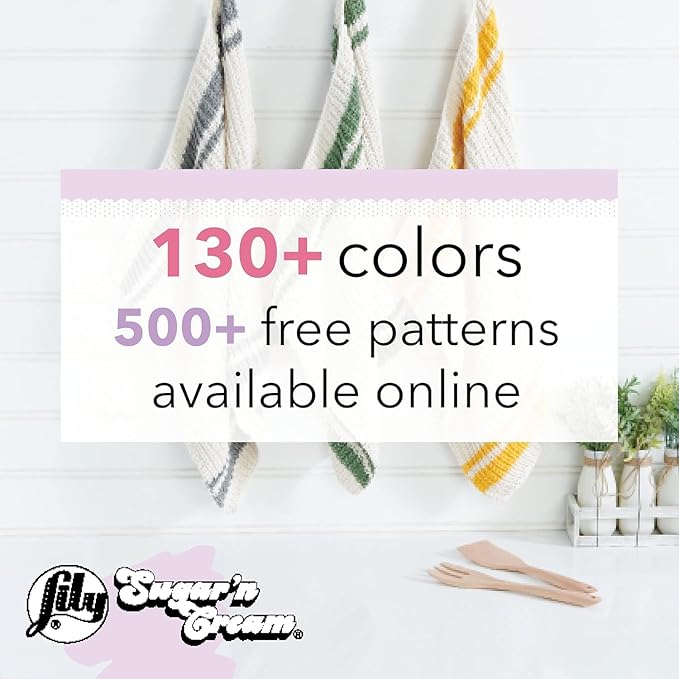 Lily Sugar'n Cream Cone Cotton Yarn for Dishcloths, White | #4 Worsted Yarn, 100% Cotton Cone Yarn for Crochet, Knitting, Dishcloths and Crafts, 674 Yards, 400g/14.11oz, 1-Pack - Image 8