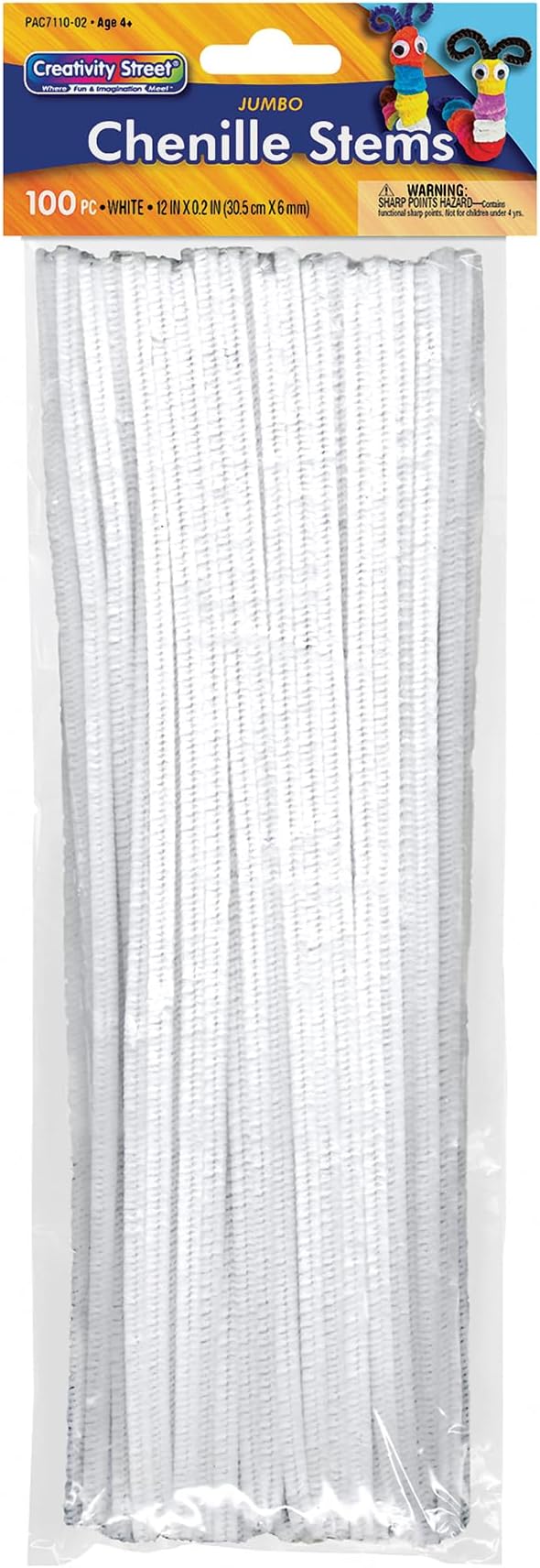 Creativity Street Chenille Stems/Pipe Cleaners 12 Inch x 6mm 100-Piece, White by CreativityStreet%C2%AE