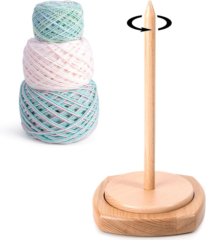 Caydo Wooden Yarn Holder for Knitting and Crocheting, Yarn Spinner Holder | Easy Install and Operate Yarn Spinner with Yarn Storage, Perfect Crochet Gift for Craft Enthusiasts - Large - Image 3