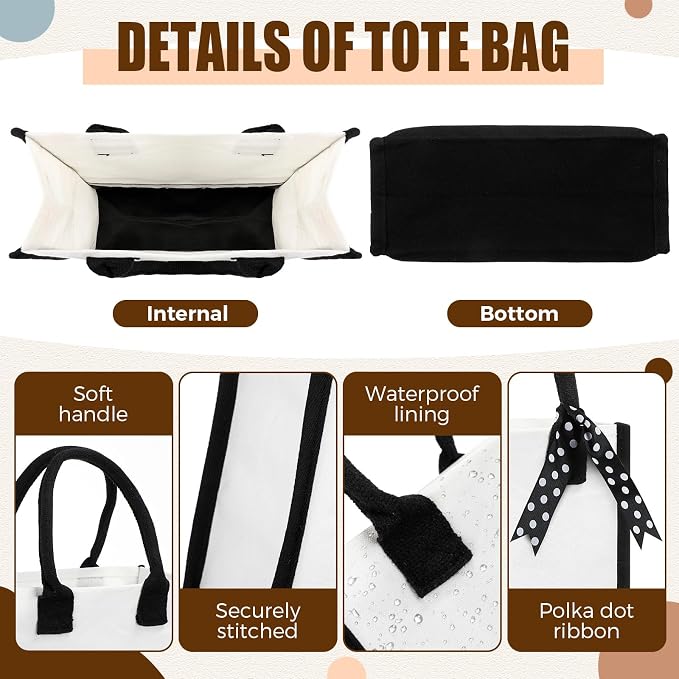 Sunnymove 12 Pcs Small Canvas Tote Gift Bags Bulk for Women Size 10 x 10 x 4 Inch Sublimation Personalized Blank Shopping Tote with Handle for Wedding Bridesmaid Birthday Party - Image 4