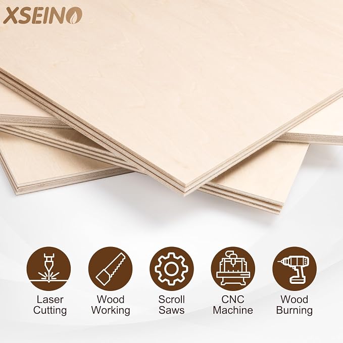 60 Pack Basswood Sheets for Laser Cutting, 12 x 12 x 1/8 Inch, Unfinished Squares Wood Sheets for Crafts - Smooth Surface Plywood for Wood Burning, Engraving, Architectural Models, Painting & Staining - Image 6