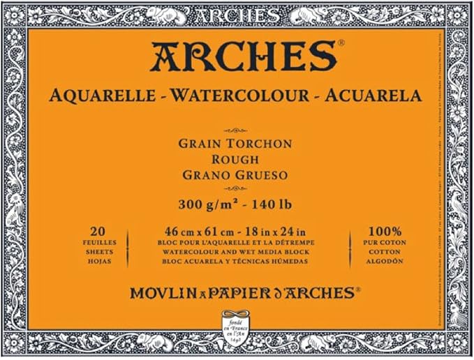 Arches Watercolor Paper Block, Rough, 18" x 24", 140 pound by ARCHES