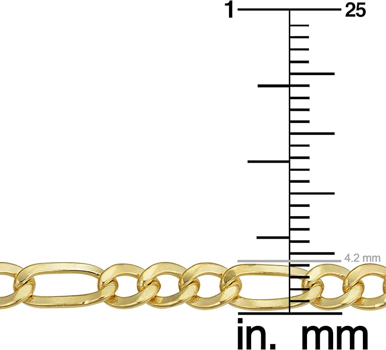 Kooljewelry Unisex Adult Figaro - 14k Gold Filled 4.35 mm Chain Necklace | Lobster Claw Clasp · Men's · Gift-Ready Jewelry - Image 3