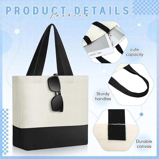 Sanwuta 12 Pcs Mini Canvas Tote Bag Small Sublimation Blank Reusable Grocery Cloth Tote for Women Craft DIY Gift Shopping (Black,Beige) - Image 3