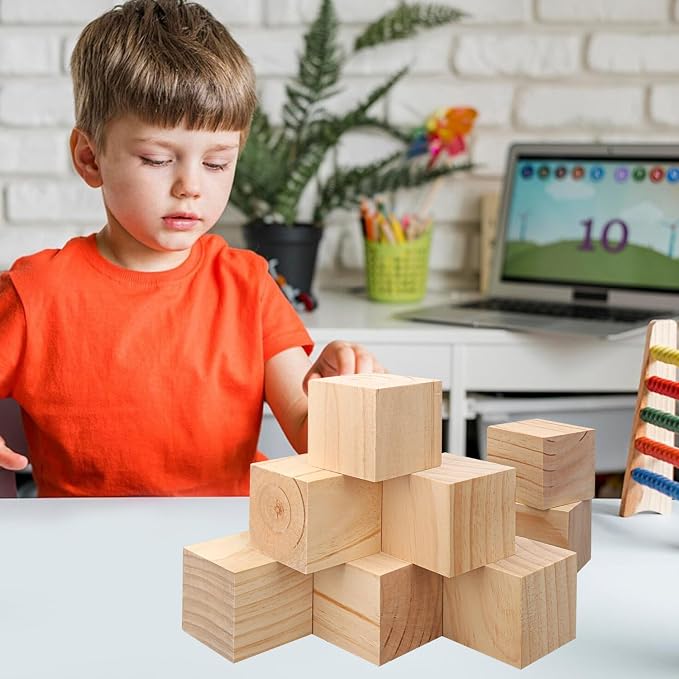 9 Pack Wooden Cubes for Crafts – 3 Inch Craft Quality Wood Cubes, Wood Blocks for Crafts Perfect for DIY Crafts and Art Projects, Unfinished Wood Cubes for DIY Project - Image 7