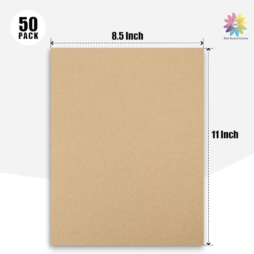 Mat Board Center, 50 Corrugated Cardboard Sheets 8.5x11 Inches Flat Card Board Inserts for Packing, Shipping, Mailing, DIY Crafts - Image 2