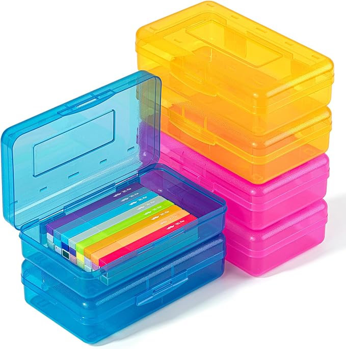 Mr. Pen- Plastic Pencil Case Box, 6 Pack | Large Crayon Marker Pen Organizer Bulk, Plastic Bead Organizing Container with Snap-Tight Lids, Clear Craft Storage Boxes by MrPen