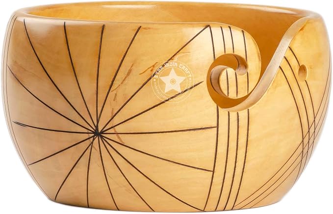 SIC Wooden Yarn Bowl for Knitting and Crochet, Haldu Lines Rosewood, 7 in | Hand-turned rosewood; smooth no-snag yarn slot; stable weighted base - Image 8