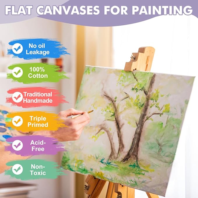 ESRICH Canvas for Painting 12x16, 16 Pack Canvas Boards for Painting Cotton Primed Large Blank Canvases for Kids & Adults, Painting Canvas Panels for Oil, Watercolor, Acrylic Paint, Tempera. - Image 3