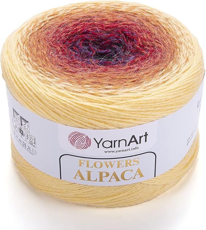 YarnArt Flowers Alpaca 20% Alpaca 80% Acrylic Weight 8.82oz Length 1028 Yards Multicolor Rainbow Crochet Winter Yarn Weight 2 Sport (418) by YarnArt
