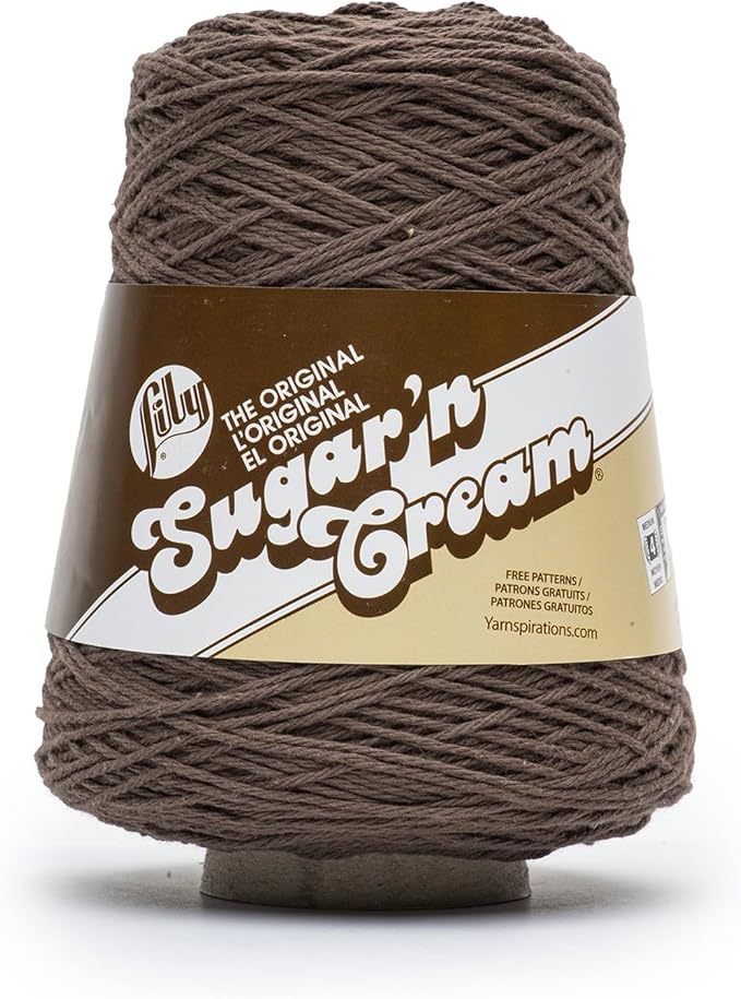 Lily Sugar'n Cream Cone Cotton Yarn for Dishcloths, Warm Brown | #4 Worsted Yarn, 100% Cotton Cone Yarn for Crochet, Knitting, Dishcloths and Crafts, 674 Yards, 400g/14.11oz, 1-Pack by Lily