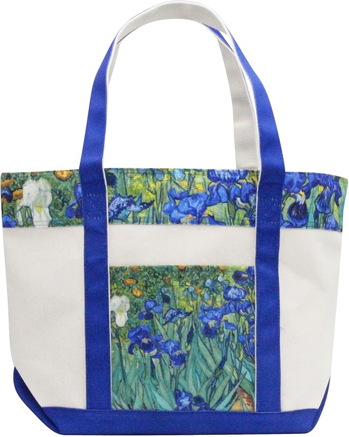 RainCaper Fine Art Large Cotton Canvas Tote Bag Roomy Heavy Duty Sturdy Boat Bag Zippered Top Lots of Pockets Shoulder Straps by RainCaper