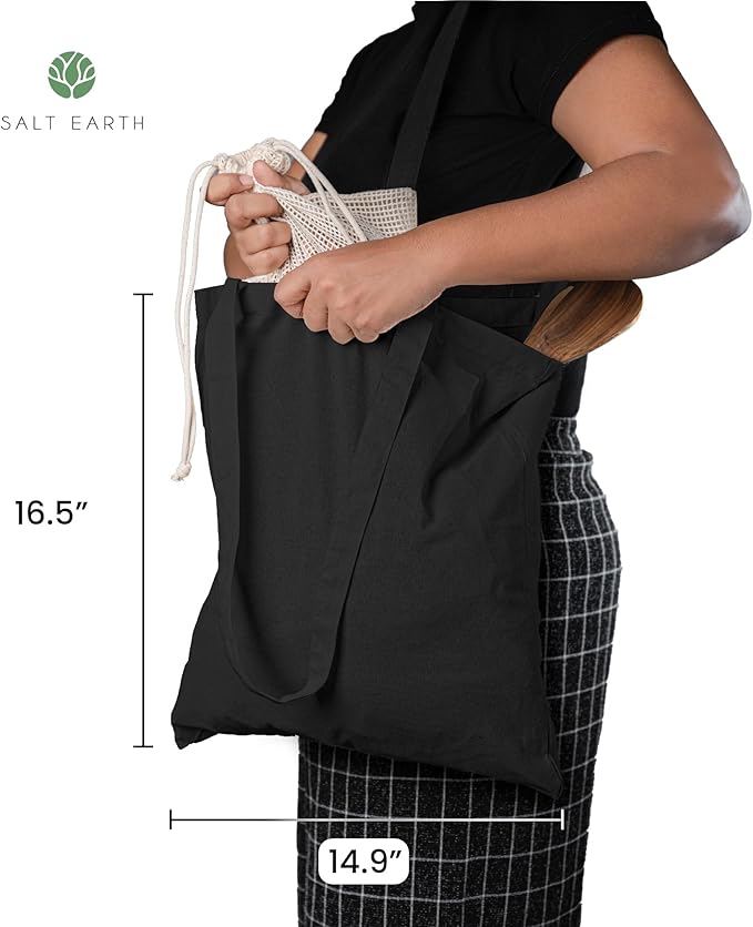 Salt Earth 5|6|12|24|48|100|200 Pack ToteBags Bulk Reusable Totes Grocery Shopping Cloth Bags DIY Promotion Gift Beach Travel - Image 5