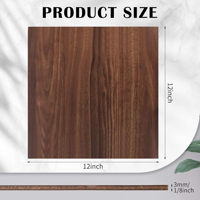 12 Pcs Walnut Unfinished Wood Craft, 3MM 1/8" x 12" x 12" Walnut Unfinished Plywood for Laser Cutting & Engraving, CNC Cutting, School DIY Projects 12 Pcs - Image 2