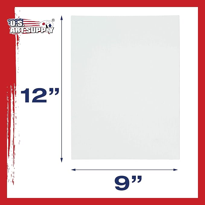 U.S. Art Supply 9 X 12 Inch Art Canvas Board Panels 24 Pack - 8 Ounce Heavyweight Cotton Acid Free Canvases for Painting Acrylics and Watercolor (1 Case of 24 Single Canvas Painting Panels) - Image 3