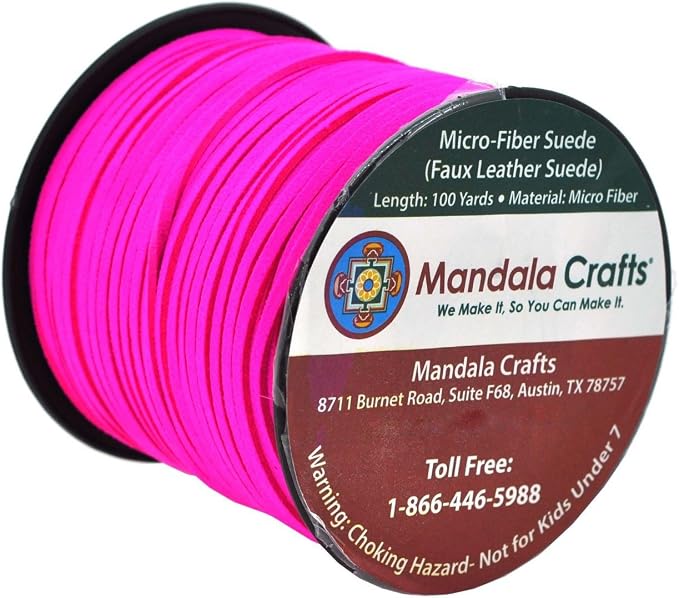 Mandala Crafts Faux Suede Cords Hot Pink Leather Cords for Jewelry Making - 2.65mm Leather Laces Leather Strips Flat Vegan Leather Strings for Dream Catchers Supplies - Image 2