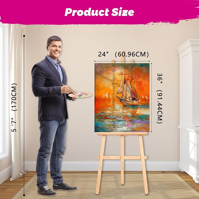 Stretched Canvas for Painting, 2Pack 24X36 Large Canvas for Painting, (280GSM) Triple Primed 2/3" Profile Cotton Professional Artist Quality Blank Canvas,Ready to Paint, Art Supplies for Acrylic, Oil - Image 2