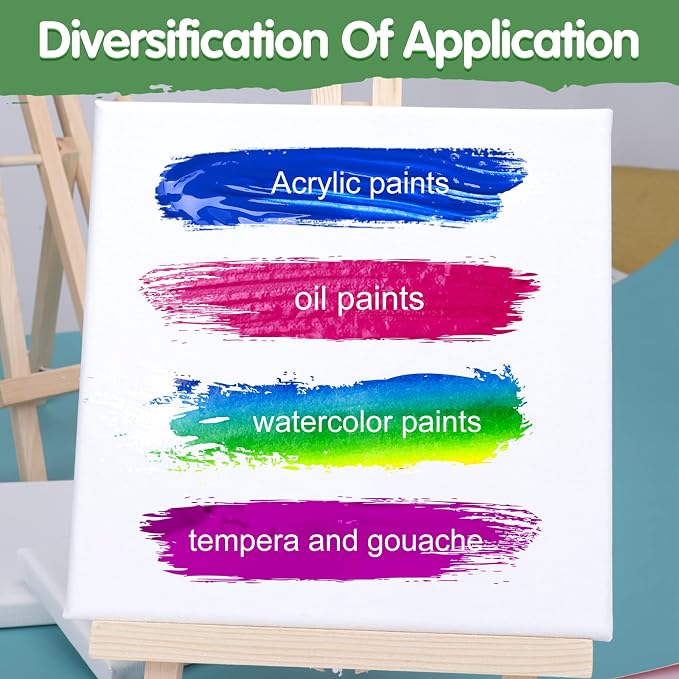 ESRICH Canvases for Painting, 36 Pack Canvas Boards 4x4, 6x6, 8x8, 5x7, 8x10, 9x12, 11x14, Round Canvas Panels with 8x8,10x10-Cotton Primed Blank Large Canvases for Acrylic, Oil, Gouache & Tempera. - Image 4