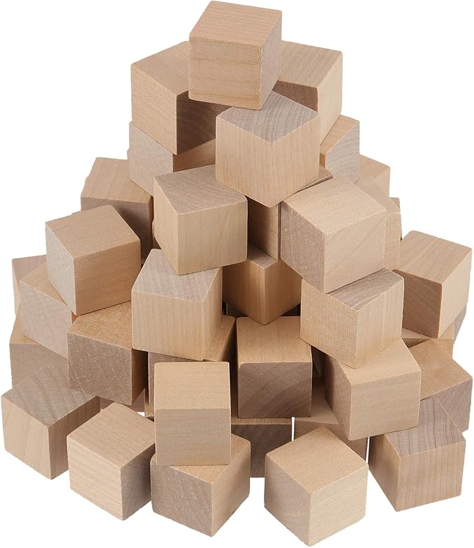 800 PCS 3/4 Inch Natural Wooden Cubes, Mini Unfinished Wood Blocks, Wood Square Blocks for Puzzle Making, Letter Blocks, Painting, DIY Crafts by ZEONHAK