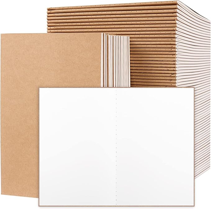 EOOUT 80pcs Kraft Notebooks for Kids, Blank Journals Bulk, Sketch Books, 60 Pages Composition Notebook, 80gsm, 8.3x5.5 Inches, Travel Journal Set, for Travelers, Students and Office Supplies by EOOUT