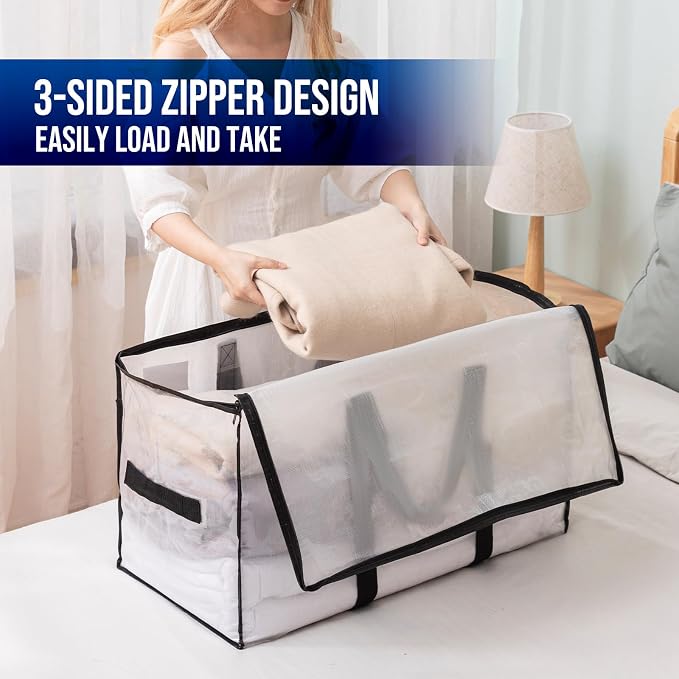 TAILI 4 Pack Clear Extra Large Moving Bags,Storage Bag with Visible Window | 93L Heavy Duty Totes For Storage,Wrap Around Handles,Alternative to Moving Boxes, College Dorm,Perfect for Moving - Image 6