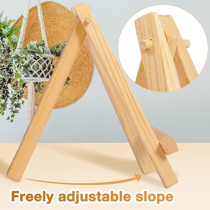 Mini Wooden Easel Stands Tripod Display Tabletop | For Artist Painting Business Cards Photos, Canvas Holder Wedding Table Numbers Party Favors Gift, Natural Wood Tripod Frame - Image 3