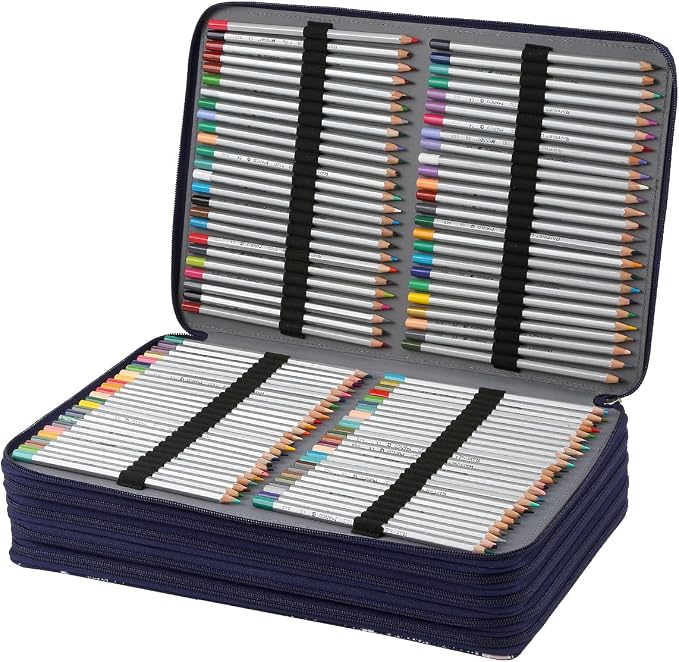 500 Individual-Slots Colored Pencil Case w/Handle & Shoulder Strap | 5-Layer Zipped Pencil Pouch w/Open Front pocket for Colored Pencils/Watercolor Pencils to Artists, Painters - Image 3