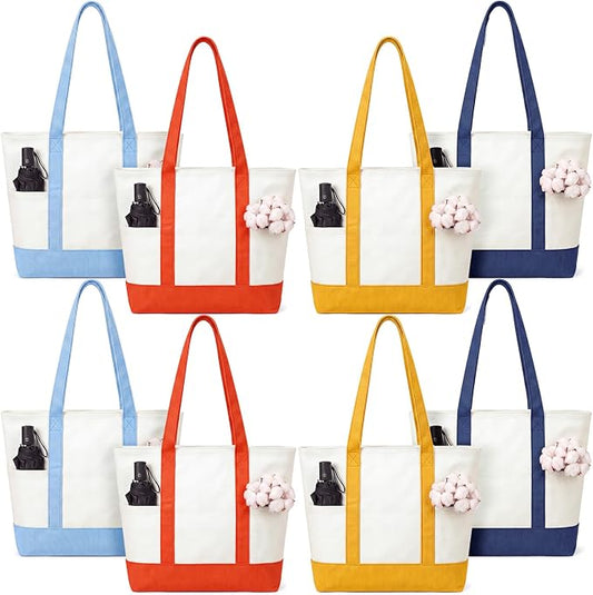 Capoda 16 x 14 Canvas Tote Bags with 2 Pocket, Bulk Zipper Totes Reusable Blank Sublimation Bags for Shopping Grocery DIY by Capoda