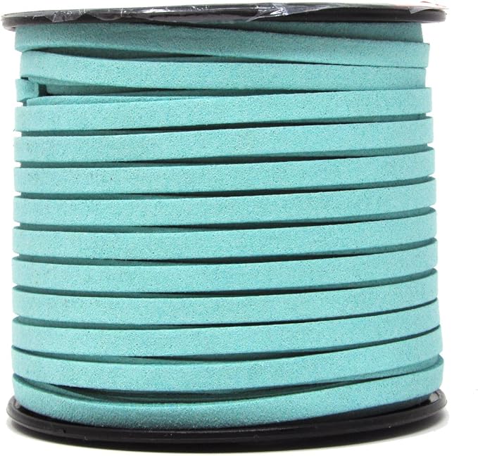 Mandala Crafts 5mm Dusty Blue Faux Suede Vegan Leather, Jewelry Making | 50 Yards Durable Flat Leather Strings, Laces & Strips for Bracelets, Necklaces, Braiding, Dream Catchers Supplies & Chokers by MandalaCrafts
