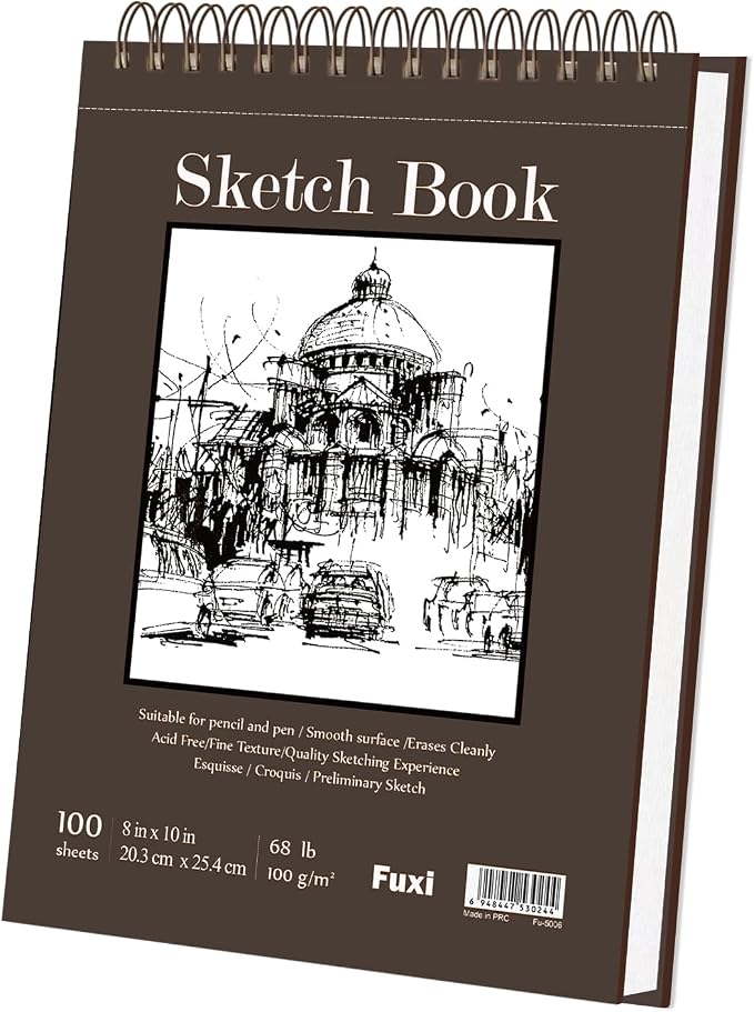 Fuxi 8x10 Sketchbook, Top Spiral-Bound Sketch Pads, 100-Sheets_68lb/100gsm | Art Sketch Books for Drawing, Acid-Free White Drawing Paper for Kids, Adults, Beginners, Students, Artists & Travelers - Image 9