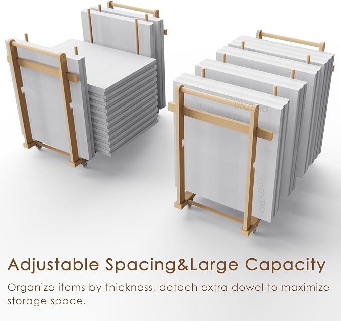 Art Storage Rack, Art Canvas Storage, Art Drying Rack, Canvas Boards Rack Art Storage with Handle & Caster Wheels for Drawing Board, Panel, Paper Pad for Art Studios, Artworks, Gallery - Image 3