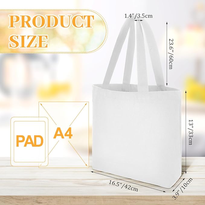 Silkfly 20 Pcs Canvas Tote Bags Bulk 16.5x13.4'' Blank Cotton Canvas Bag with Zipper Handles Reusable Plain Grocery Makeup Handbag for DIY(White) - Image 2