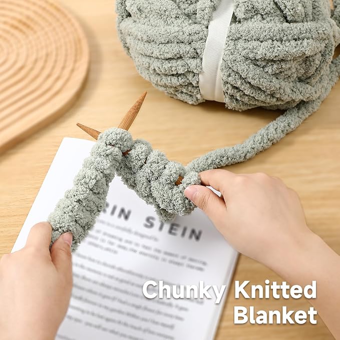 8 Pack Khaki Chunky Chenille Yarn for Crocheting, Blanket Extra Thick Yarn, Super Bulky Large Soft Fluffy Plush Fuzzy Thick Chenille Yarn-1 Pack of 226g/7.97oz- Knitting/Crochet-Khaki - Image 4
