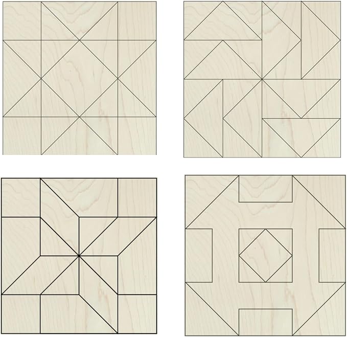6" Barn Quilt Kit Set 4 | HST, Friendship Star, Greek Square, Flying Geese | HST, Friendship Star, Greek Square, Flying Geese by AVTRBoutique