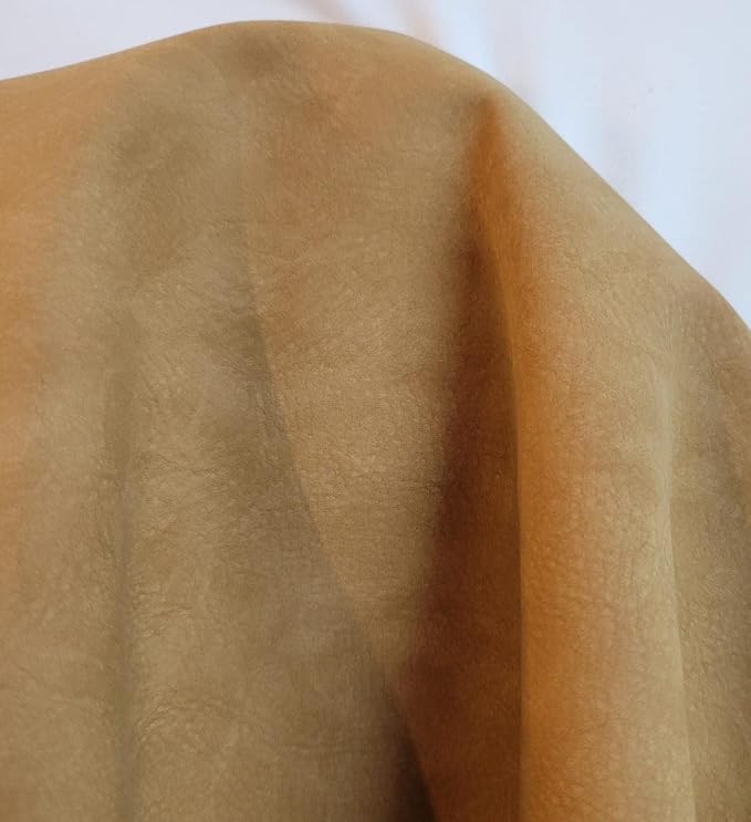 NAT Leathers | Wheat Tumbled Nubuck Calf Soft Faux Vegan Leather PU {Peta Approved Vegan} | 10 Yards (360 x 54) Cut by Yard | Synthetic Pleather 0.9 mm Nappa Vinyl Upholstery | 360"x54" (Wheat Nubuck) - Image 3