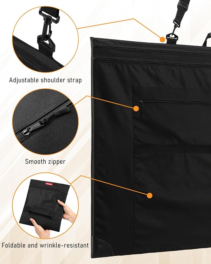 Nicpro Light Weight Art Portfolio Bag, 36x48 Extra Large Art Portfolio Case | with Detachable Shoulder Strap, Leather Corners, Carrying Storage Case for Artwork, Canvas, Poster, Sketching and Drawing - Image 4