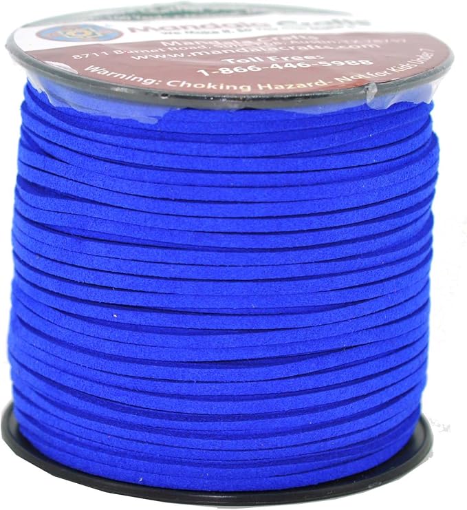 Mandala Crafts Faux Suede Cords Cobalt Blue Leather Cords for Jewelry Making - 2.65mm Leather Laces Leather Strips Flat Vegan Leather Strings for Dream Catchers Supplies by MandalaCrafts